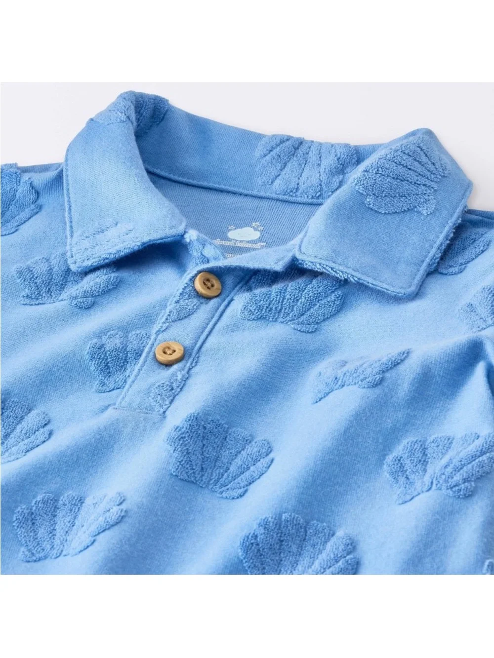 cloud island Light Blue Shell-Texture Polo & Shorts Set